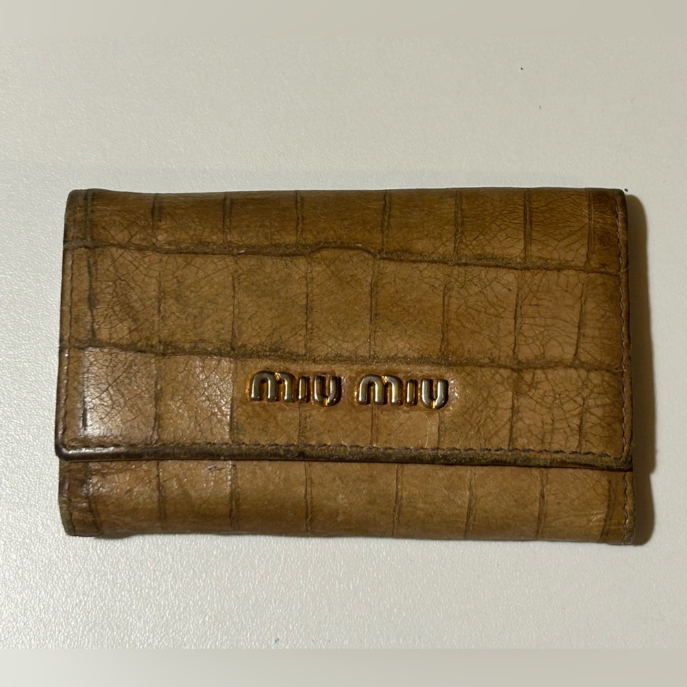 Miu Miu Brown Crocodile Embossed Key Wallet